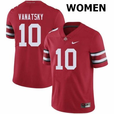 Women's Ohio State Buckeyes #10 Danny Vanatsky Red Nike NCAA College Football Jersey New VZI4544YT